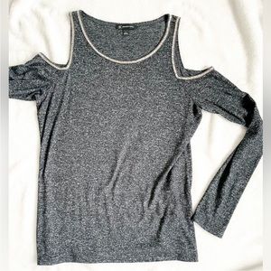 Inc. Light Gray Cold Shoulder Sweater with Sparkle Detail